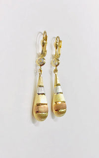 Tri-Color Line Dangling Earring (14K)