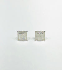 Square Diamond Stud Earrings (14K)