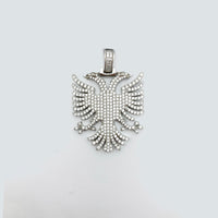 Iced-Out Two-Headed Eagle Pendant (Silver)