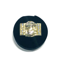 Two-Tone CZ Jesus Head Ring (14K)