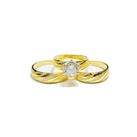 Three-Pieces CZ Milgrain Ring (14K)