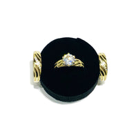 Three-Pieces CZ Milgrain Ring (14K)