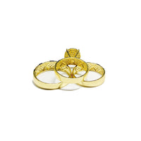 Three-Pieces "X" Diamond-Cut CZ Ring (14K)