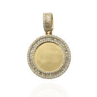Baguette & Round Diamond Round Memorial Picture Pendant (14K)