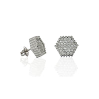 Diamond Hexagonal Panel Stud Earrings (14K)