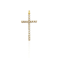 Iced-Out Round CZ Cross Pendant (14K)
