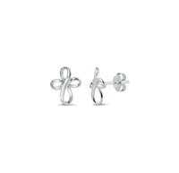 Plain Infinity Cross Stud Earring (Silver)