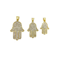 Iced-Out Hamsa Hand Pendant (14K)