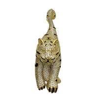 Yellow Silver Iced-Out Hunter Tiger Pendant (Silver) Popular Jewelry New York