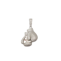 Iced-Out Pair Boxing Gloves CZ Pendant (Silver)
