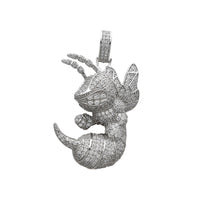 Iced-Out Puffy Bee Pendant (Silver) Popular Jewelry New York