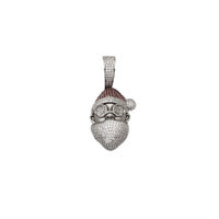 Iced-Out Santa Head Costume CZ Pendant (Silver)