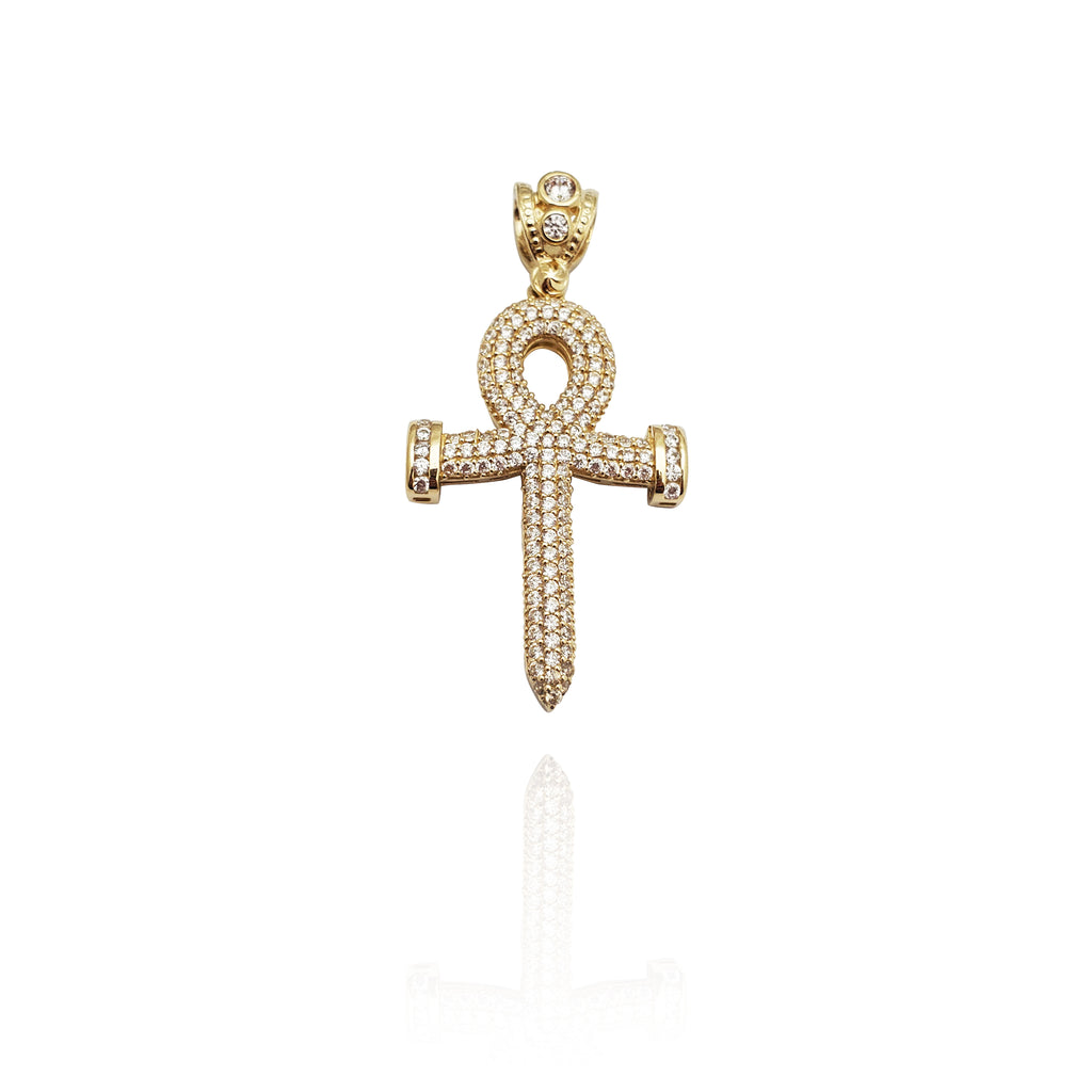siogairlín ingne Iced Out Ankh CZ (14K) - Coitianta J, image size:1024x1024