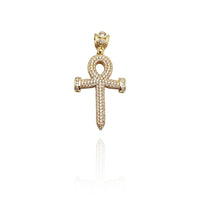 Iced-Out Sword Ankh CZ Pendant (14K)