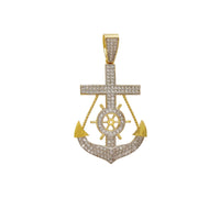 Iced-Out Anchor CZ Pendant (14K) 14 Karat Two-Tone Gold, Popular Jewelry New York