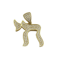 Iced-Out Chai Symbol CZ Pendant (14K)