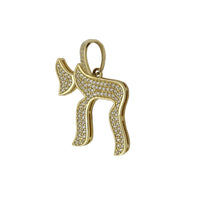 Iced-Out Chai Symbol CZ Pendant (14K)
