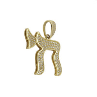 Iced-Out Chai Symbol CZ Pendant (14K)