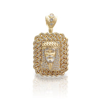 Iced-Out Cuban Framed Jesus Head Pendant (14K) Popular Jewelry New York