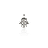 Iced-Out Four Leaf Clover Hamsa CZ Pendant (Silver) New York Popular Jewelry