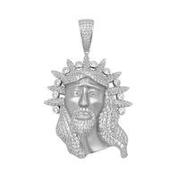 Iced-Out Jesus Head Pendant (Silver) Popular Jewelry New York