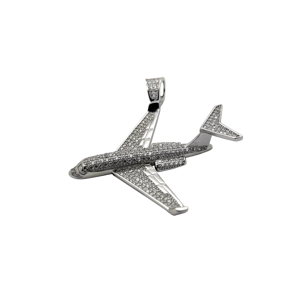 Necklace Silver diamond plane traveler