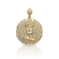 Iced-Out Jesus Head Medallion Pendant (14K)