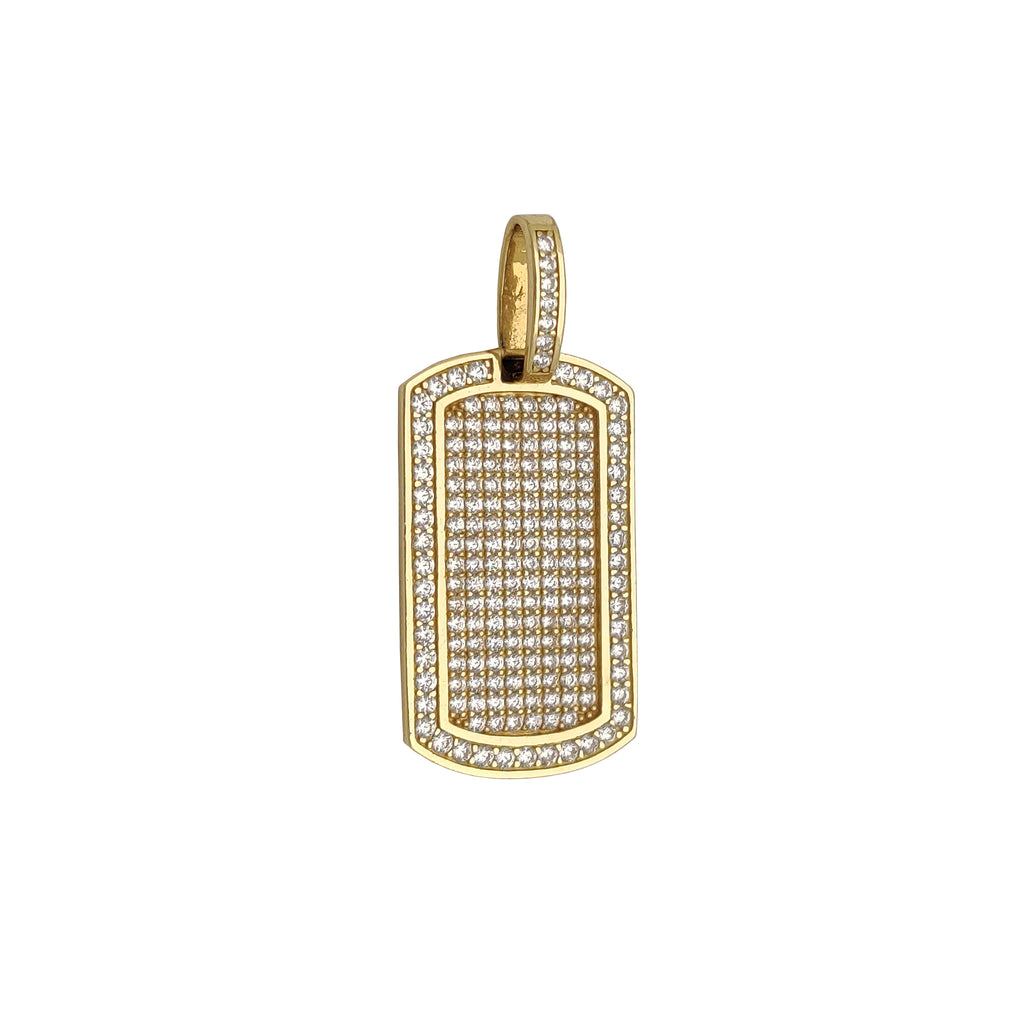 Iced-Out Military Dog Tag CZ (14K) – Popular J