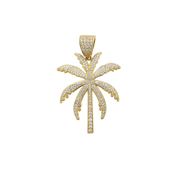 Iced-Out Palm Tree Pendant Yellow (Silver) Popular Jewelry New York