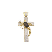 3D Iced-Out Scorpion Cross CZ Pendant (14K)