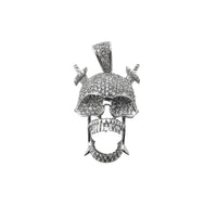 Iced-Out Skull with Crossed Sword Pendant (Silver) Popular Jewelry New York