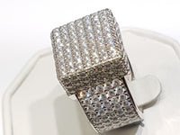 Iced-Out Pave Square Ring Silver - Lucky Diamond 恆福珠寶金行 New York City 169 Canal Street 10013 Jewelry store Playboi Charlie Chinatown @luckydiamondny 2124311180