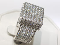 Iced-Out Pave Square Ring Silver - Lucky Diamond 恆福珠寶金行 New York City 169 Canal Street 10013 Jewelry store Playboi Charlie Chinatown @luckydiamondny 2124311180