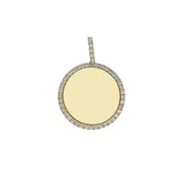 Iced-Out Border Round Medallion Memorial Picture Pendant (14K)
