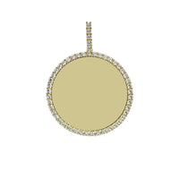 Iced-Out Border Round Medallion Memorial Picture Pendant (14K)