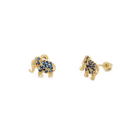 Icy Elephant Stud Earrings Navy Blue (14K) Popular Jewelry New York