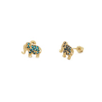 Icy Elephant Stud Earrings Aqua (14K) Popular Jewelry New York