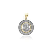Icy Round Medallion Dollar Sign Pendant (14K) Popular Jewelry New York