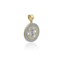 Icy Round Medallion Dollar Sign Pendant (14K) Popular Jewelry New York