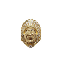 Iced-Out Indian Chief Head Ring (14K)