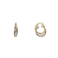 Interlocked Channel Setting Trio-Hoops Earrings (14K)