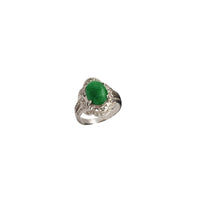 Oval Jade Floral Diamond Ring (14K)