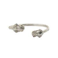 Textured Two Jesus Head Bangle (Silver)