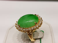 Jade and Diamond Lady's Cocktail Ring 18K - Lucky Diamond 恆福珠寶金行 New York City 169 Canal Street 10013 Jewelry store Playboi Charlie Chinatown @luckydiamondny 2124311180