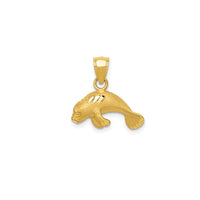 Sanded Matte Diamond-Cut Manatee Pendant (14K)