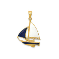 Enameled Sailing Boat Pendant (14K)