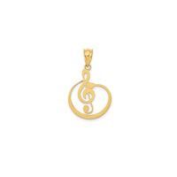 Glossy G-Clef Music Note Pendant (14K)