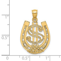 Dollar Sign Horseshoe Frame Pendant (14K)