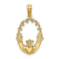 Claddagh Oval Lace Trim Pendant (14K)