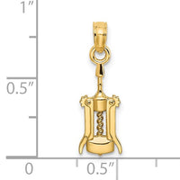 Glossy Textured Wine Opener Pendant (14K)